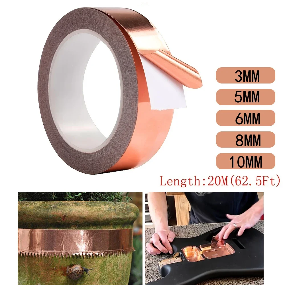 3/5/8/10/15mm Single Side Conductive Copper Adhesive Foil Tape For EMI Shielding Stained Glass Paper Circuit Electrical Repair