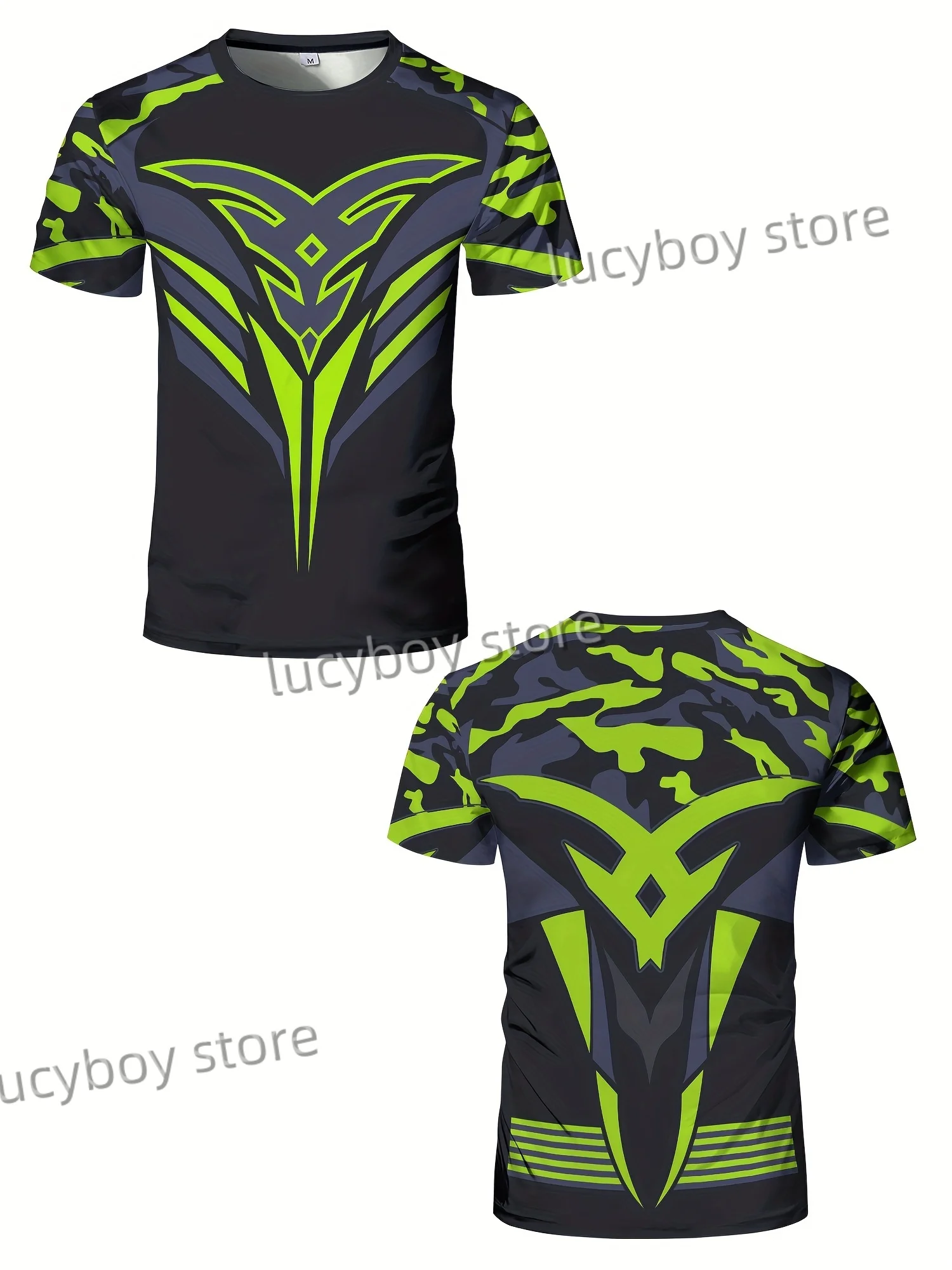 Summer Mens Strength TraininT Shirt 3D Green Printing Sports Gym Short Sleeve Tees Quick Drying Running Men Oversized Clothing