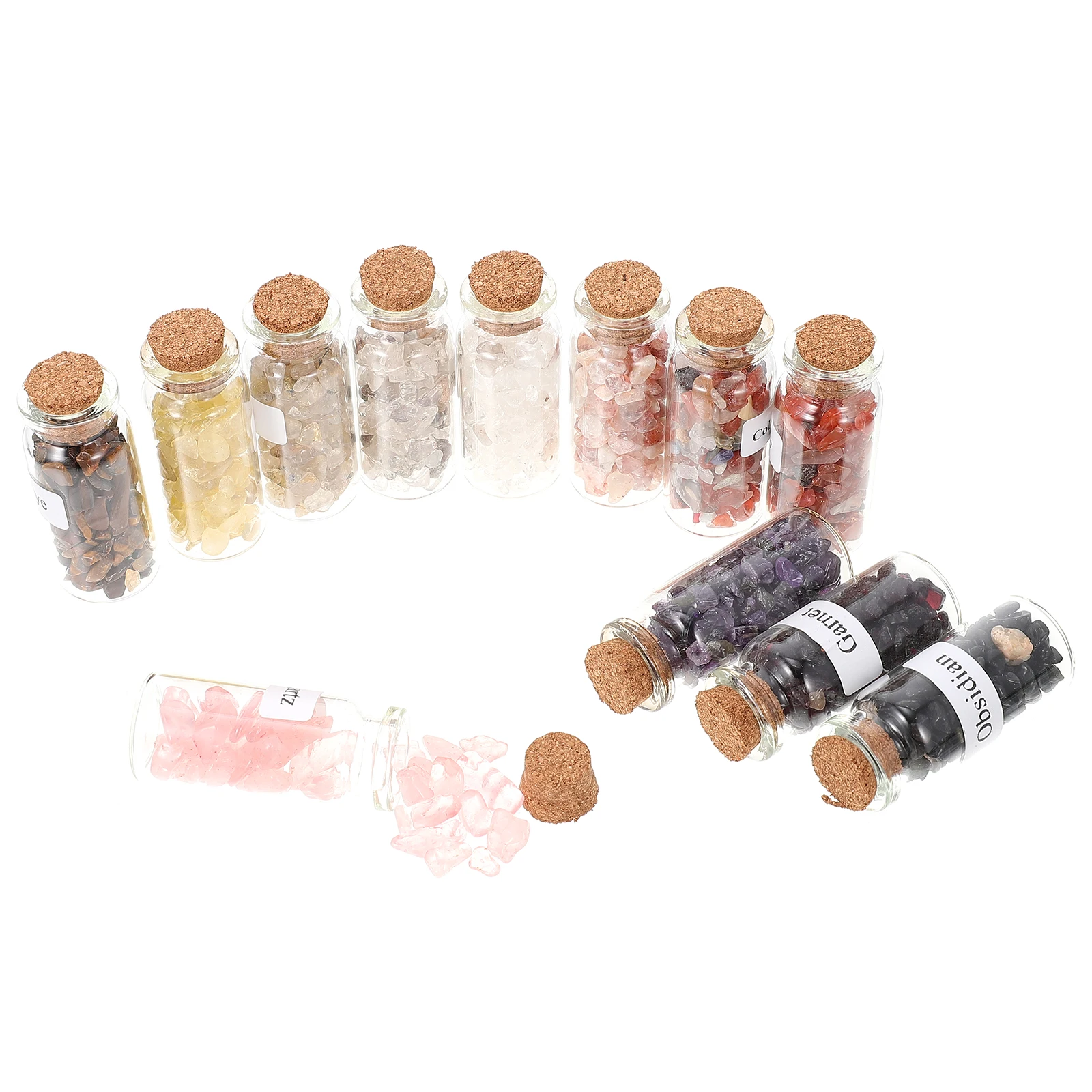 

12 Pcs Natural Crystal Gravel Bottle Set Home Office Decor Mini Storage Vase Wishing Bottles Birthday Gifts