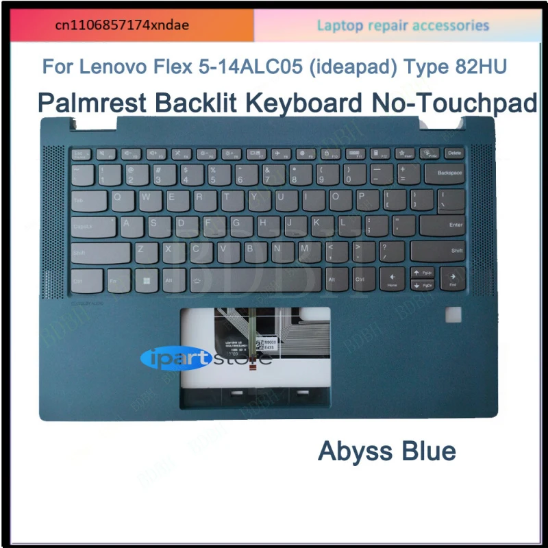 For  Lenovo Flex 5-14ALC05 (For ideapad) Type 82HU Palmrest Backlit Keyboard Blue