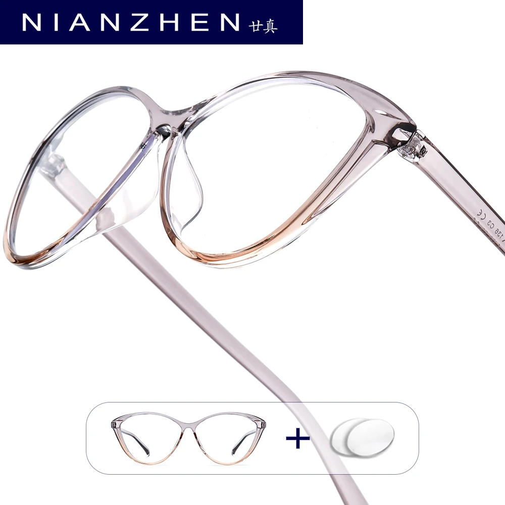 NIANZHEN Progressive Prescription Glasses Men Photochromic Myopia Optical Lens Eyewear Women Cat Eye Eyeglasses TR90 Frame 7212