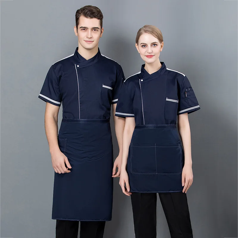 Catering Uniform Short Sleeve Men's Chef Coat Kitchen Work Jacket Hotel Cooking Shirt Women Waiter Bakery Restaurant Clothes