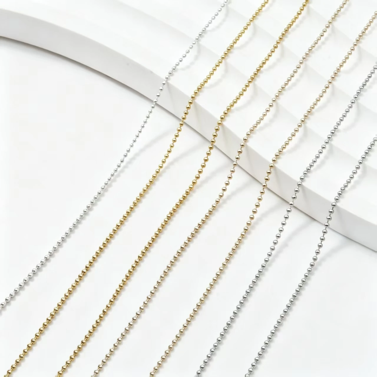 1M/Pack 0.8mm Gold Silver Nail Bead Chain Charm Ellipse Stone Nail Art Decorations Giltter Metal Steel Ball Jewelry Accessory