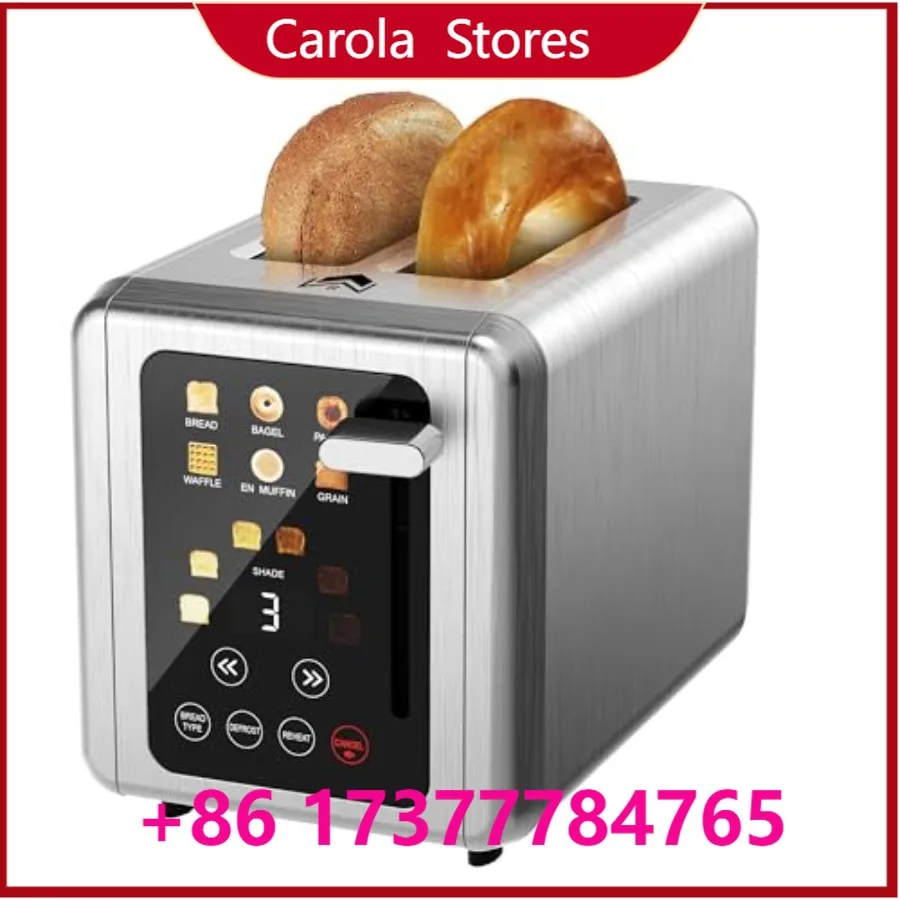 2-Slice Stainless Steel Digital Timer Toaster with Sound Function 6 Bread Types 6 Shade Settings Smart Extra Wide Slots Toaster