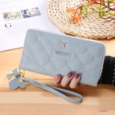 Disney cartoon Mickey Mouse long zipper wallet coin bag female hundred fashion card bag mobile phone bag