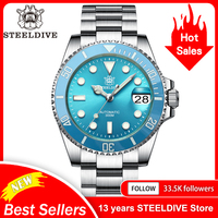 STEELDIVE Brand SD1953 Turquoise Ceramic Bezel Insert NH35 41mm Sapphire Glass Water Ghost 300M Men Diver Watches reloj hombre