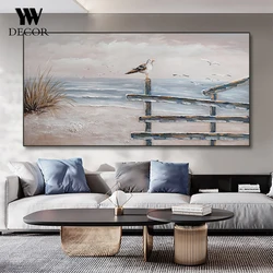 Abstract Oil Painting Print On Canvas Girl Sea Boat Painting Wall Art Posters Prints For Living Room Bedroom Decor Cuadros