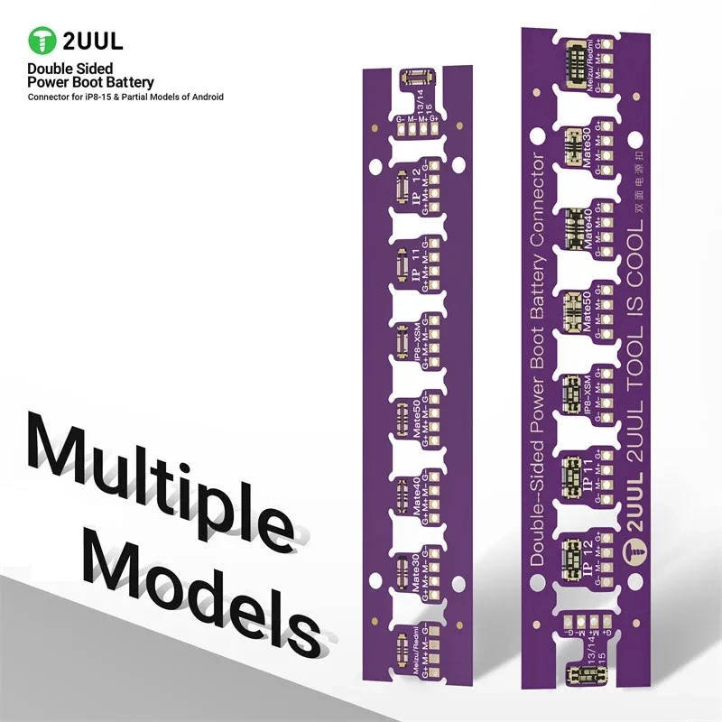 2UUL BT02 بطارية قوة التمهيد موصل محطات جانبية مزدوجة آيفون 8 ~ 15 برو ماكس وأندرويد أداة إصلاح الهاتف دلو