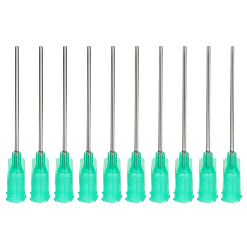 Jeringa dispensadora de líquidos, puntas de agujas roma, tubo de acero inoxidable, dispensador de pegamento para incollar, relleno de tinta, flujo de soldadura de aceite, 10 Uds.