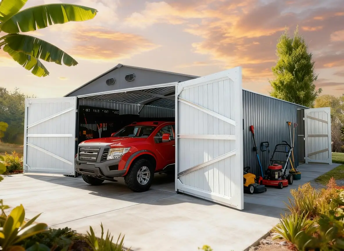 Extra Large Metal Shed Garage Heavy Duty Steel Carport Side Door Waterproof for Car Truck Bike Tool Storage, Customized