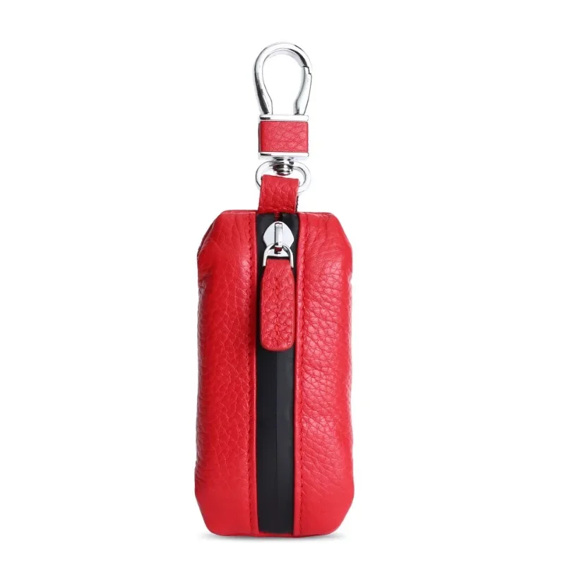 Natural Ribbed Head Layer Cowhide Car Key Case Leather Remote Control Protective Case Waterproof Zipper Fashion Key Case