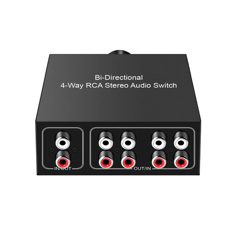 SZ 3.62x4.21x1.61 inch Size 4-Port Bi-Directional Audio Switcher Lossless Equipment Plug and for Play for Desktop and Offic