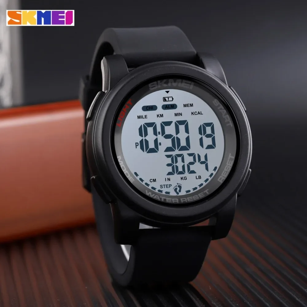 SKMEI 1469 For Men Pedometer Data Clock relogio masculino 2 Time Mileage Watches Mens Calorie Distance Digital Sport Wrist Watch