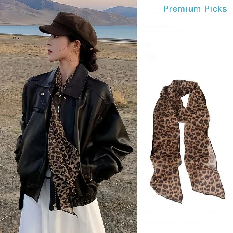 portablePolka Dot Floral Print Silk Scarf Thin Neck Scarf Hair Band Bag Ribbon For Women