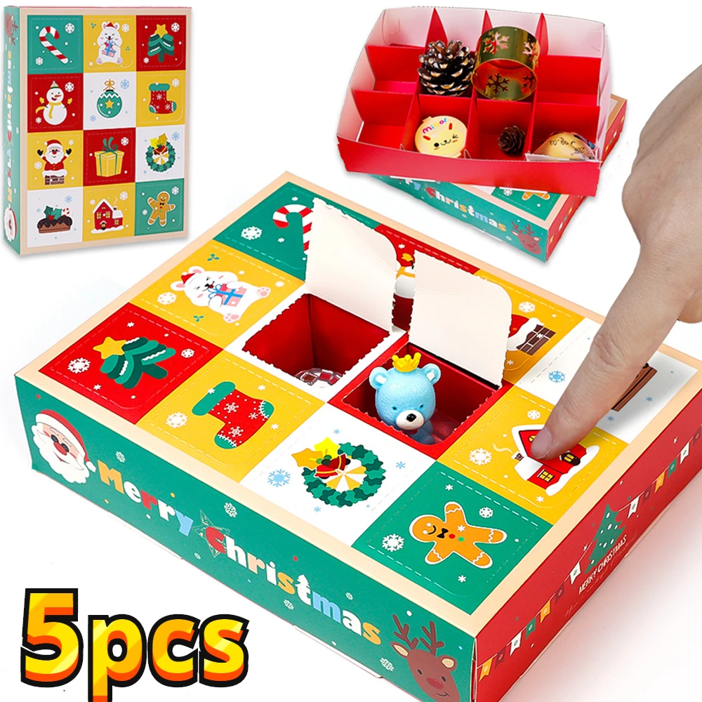 

5pcs/set Fun Christmas Theme Stamp Music Blind Box Toys Festival Countdown Calendar DIY Homemade Surprises Gift Boxs Decoration