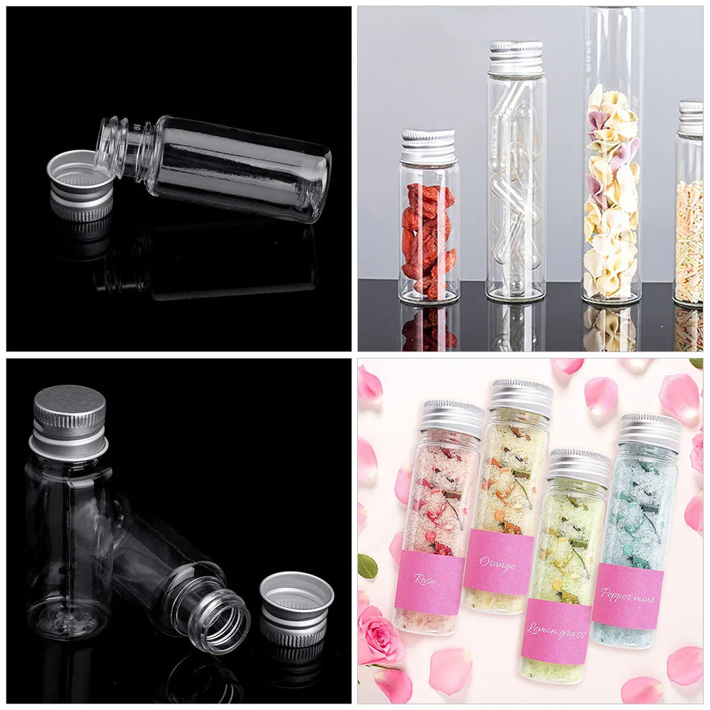 30Pcs Plastic Storage Tubes Transparent Flat Bottom Test Tubes with Screw Caps for Candy Bath Salt Powder Clear Plastic Tubes,