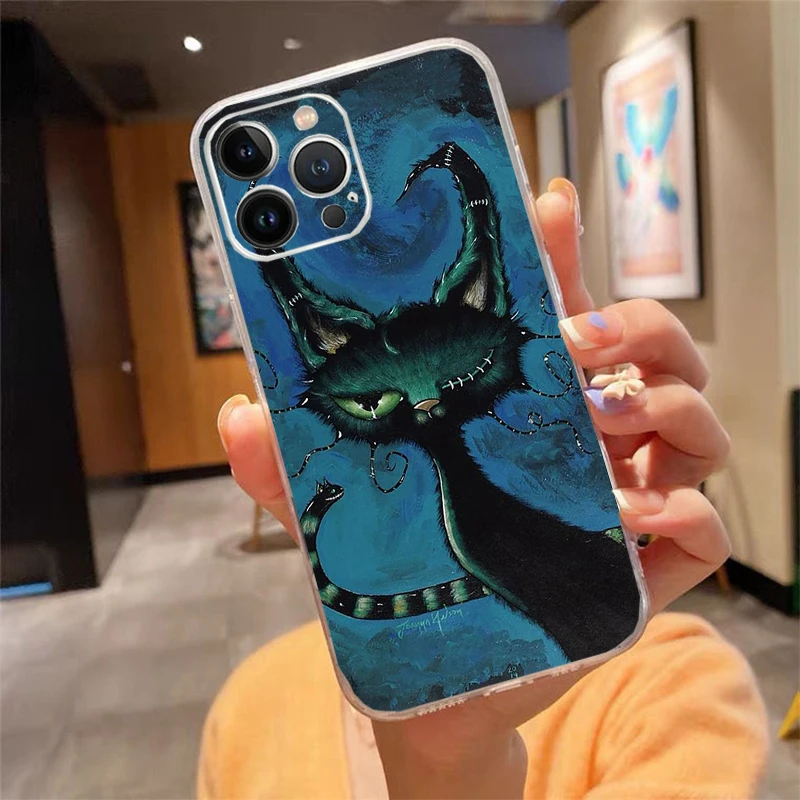 

Phone Case For iphone 17 Pro Air 17ProMax 16 15 14 13 Pro Max 16 15 14 13 Pro 15Plus Black Cat Art