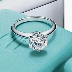 LESF 2 Carat Moissanite Diamond Ring 925 Silver Engagement Ring Classic Round Women's Wedding Gift