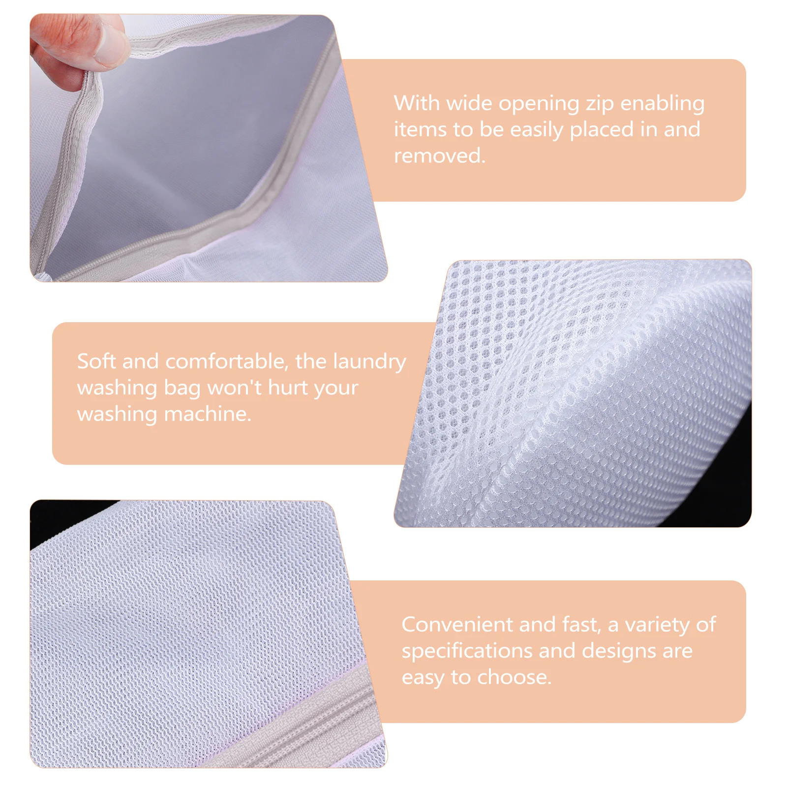 

4pcs Mesh Laundry Bags Zippered Washing Garment Bra Underwear Protector Bag Honeycomb Net For Delicate Clothes Machine Washable