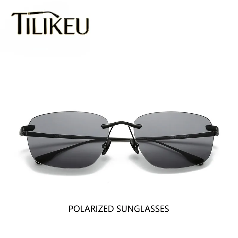 

Summer Sunscreen Ultralight Pure Titanium Rimless Sunglasses Men Outdoor Driving Anti Glare Polarized Sun Glasses Women UV400