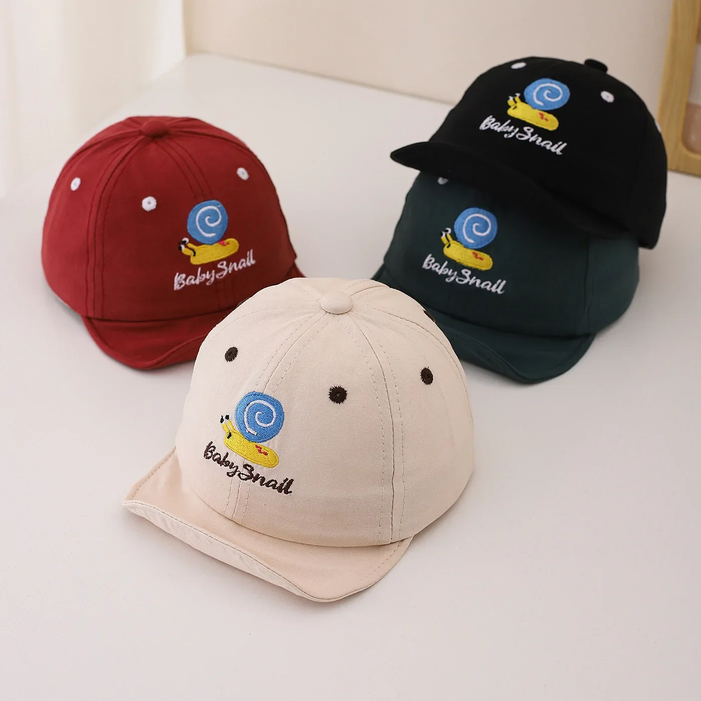 New Embroidered Baby Cap Korean Snail Toddler Boy Girl Baseball Cap Soft Cotton Summer Infant Peaked Hat