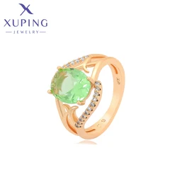 Xuping Jewelry Fashion Charm Copper Alloy New Elegant Green Stone Gold Color Ring for Women Gifts A00916922