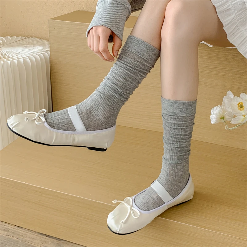 Trendy Women\'s Socks Long Summer Plain Casual Woman Stockings Breathable Mesh Thin Sweet Simple Knee High Socks Hollow Out Sweet