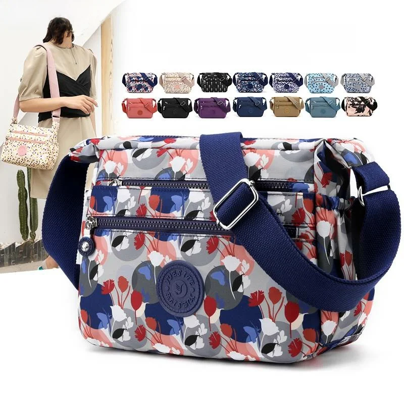 Multi-Layer Canvas Shoulder Bag Lightweight Crossbody Backpack for Middle-Aged Women Large Capacity Mom Bag Soft Handbag