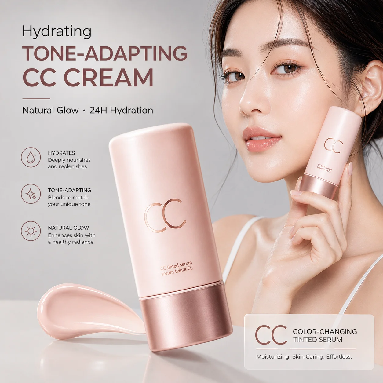 Tinted Serum CC Sunscreen Color Changing Moisturizer Hydrating Skin Care Long Lasting Wear Natural Makeup Product