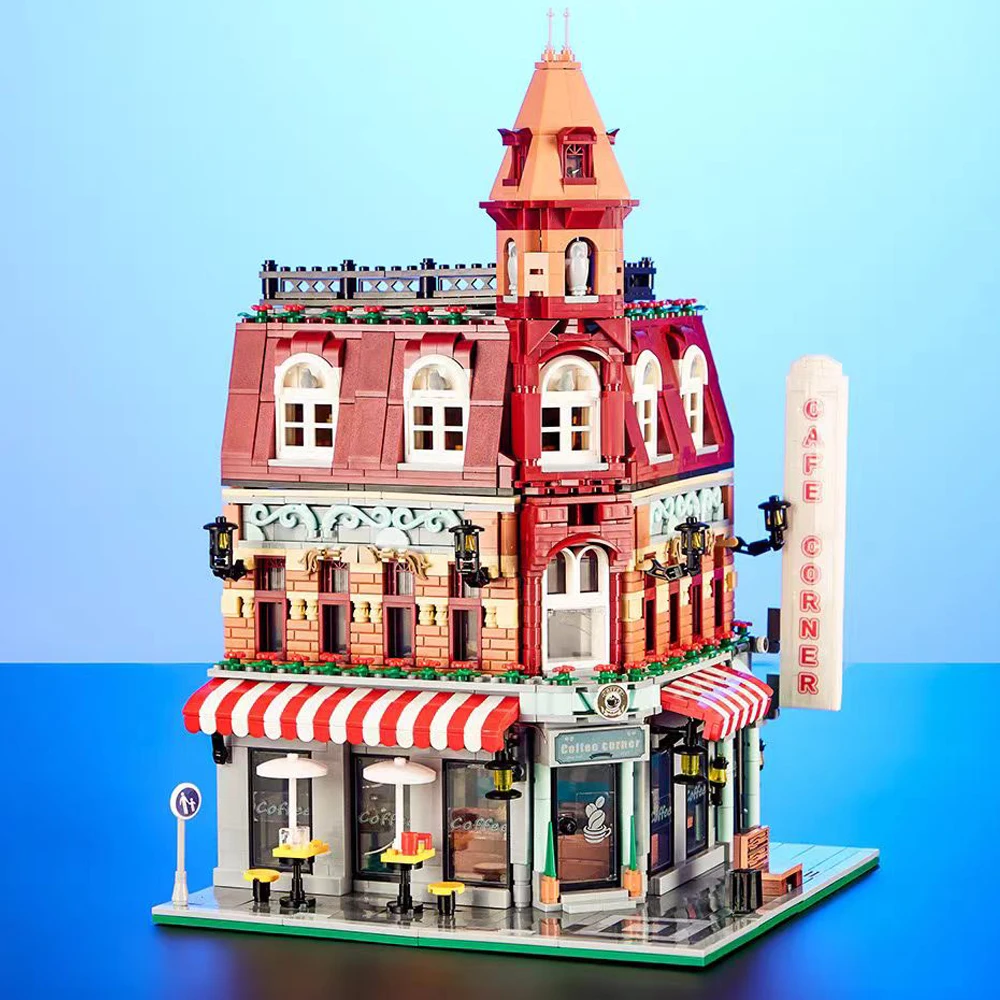 

JQ10001 Creative Expert Hot Sales Street Views Cafe Corner 1950pcs Mini Bricks Model Building Blocks 84002 With LED Gift 10182