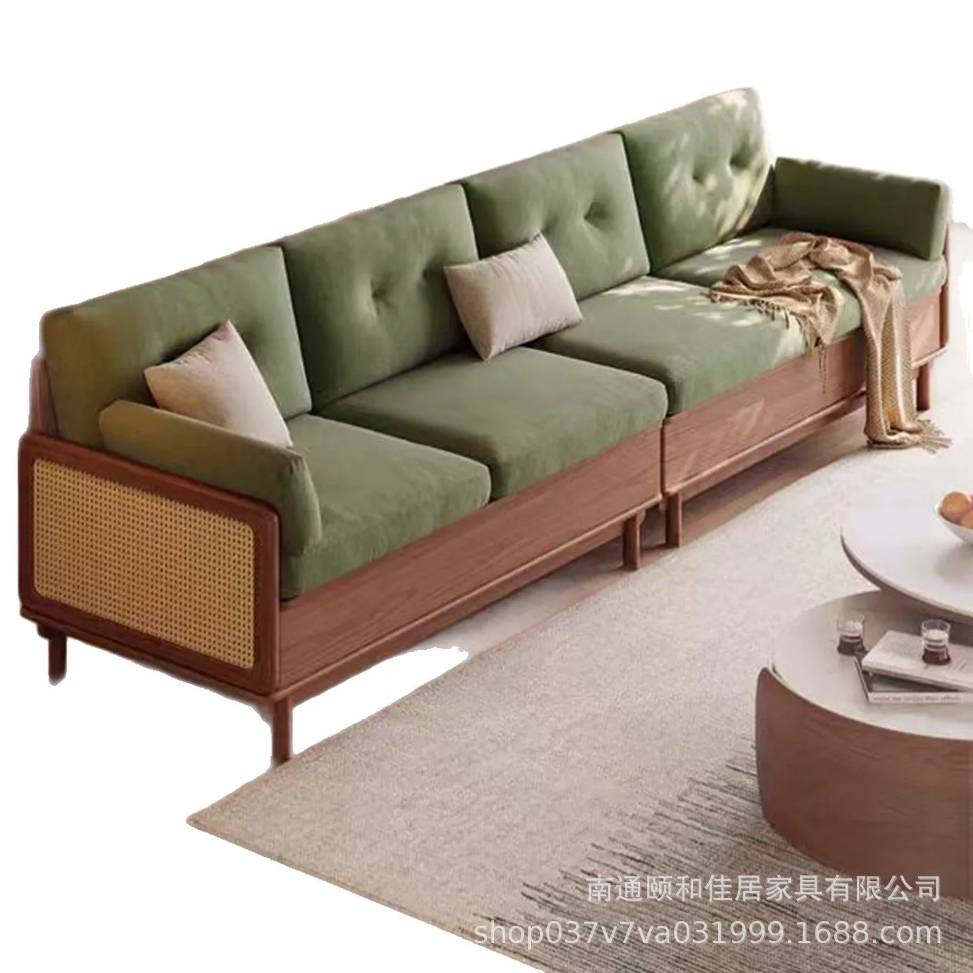 CX vintage style living room simple three-seater straight row combination cream-style sofa with storage capacity