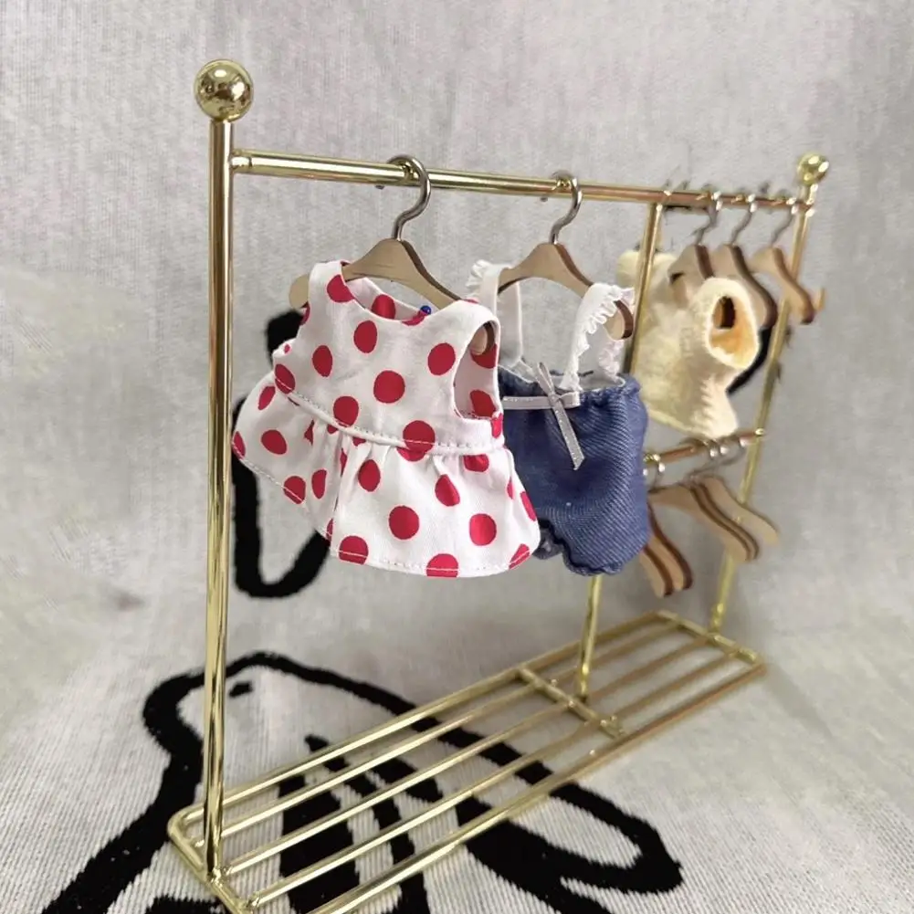 Doll Clothes Display Stand For Labubu Miniature Clothes Hanger & Clip Doll House Furniture Garment Organizer Accessories