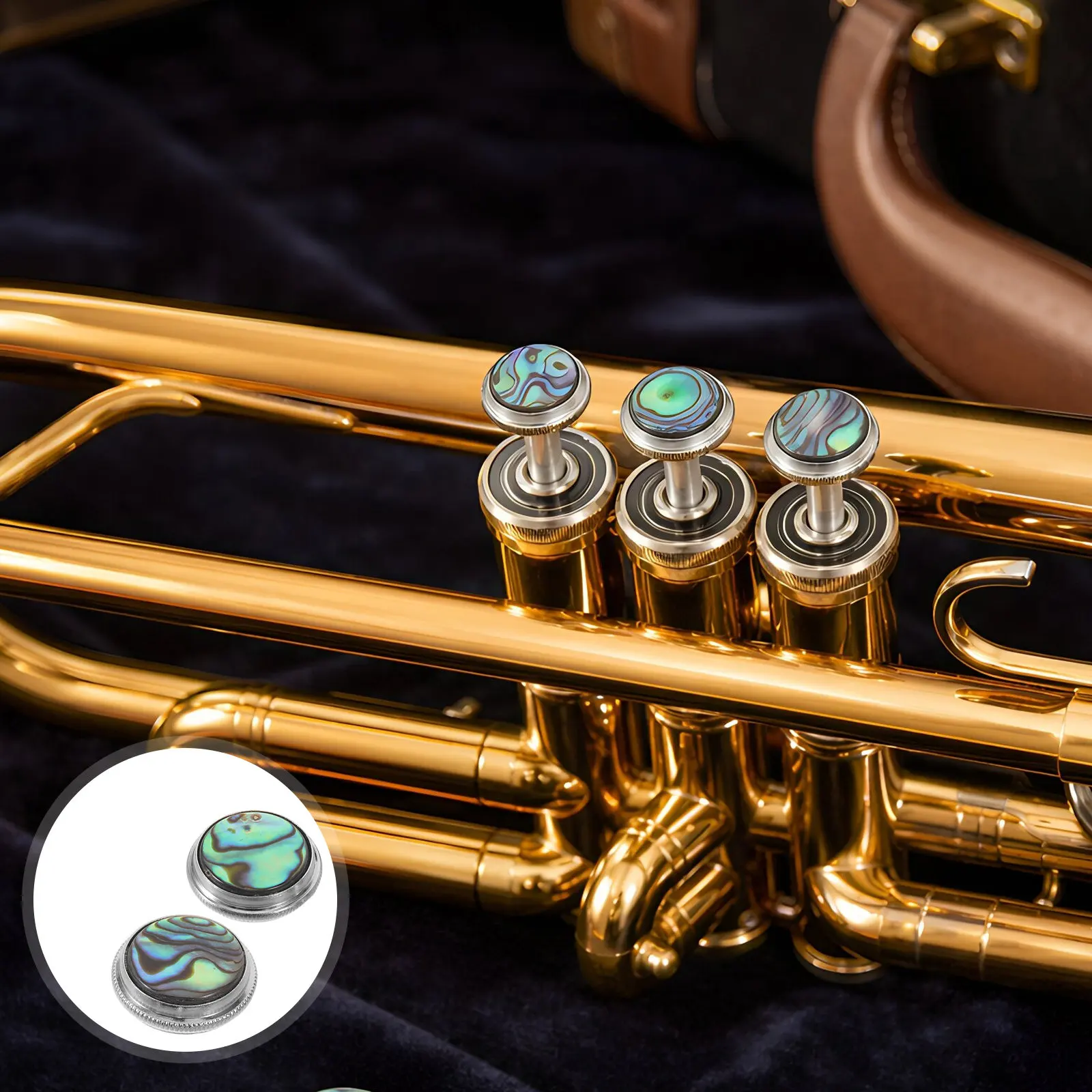 3Pcs Trumpet Valve Buttons Replacement Silver Abalone Finger Caps Decorative Musical Instrument Repair Parts Trumpet Buttons