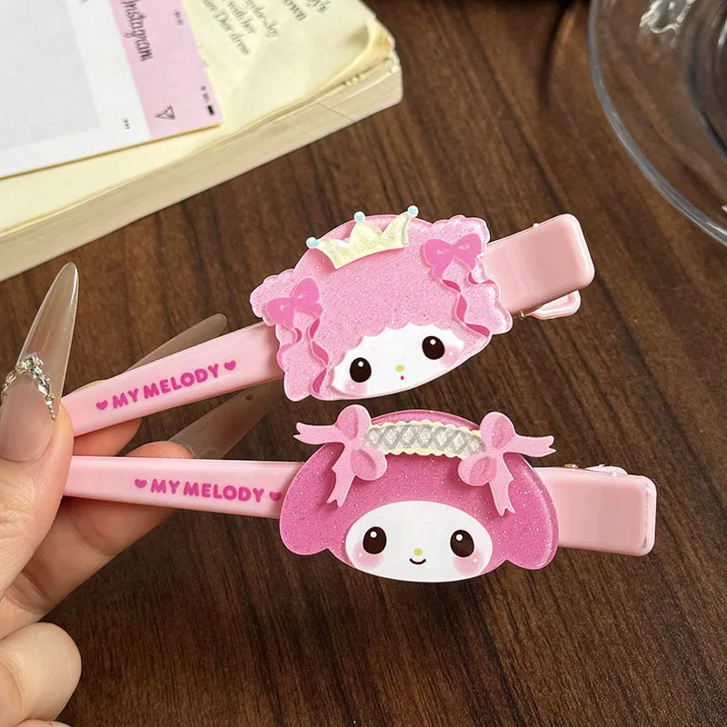 

2Pcs Anime My melody Hair Clip Cute Cartoon Pink Hairpin Girls Fashion Barrettes Bangs Clip Women Hair Accessories Jewelry Gift