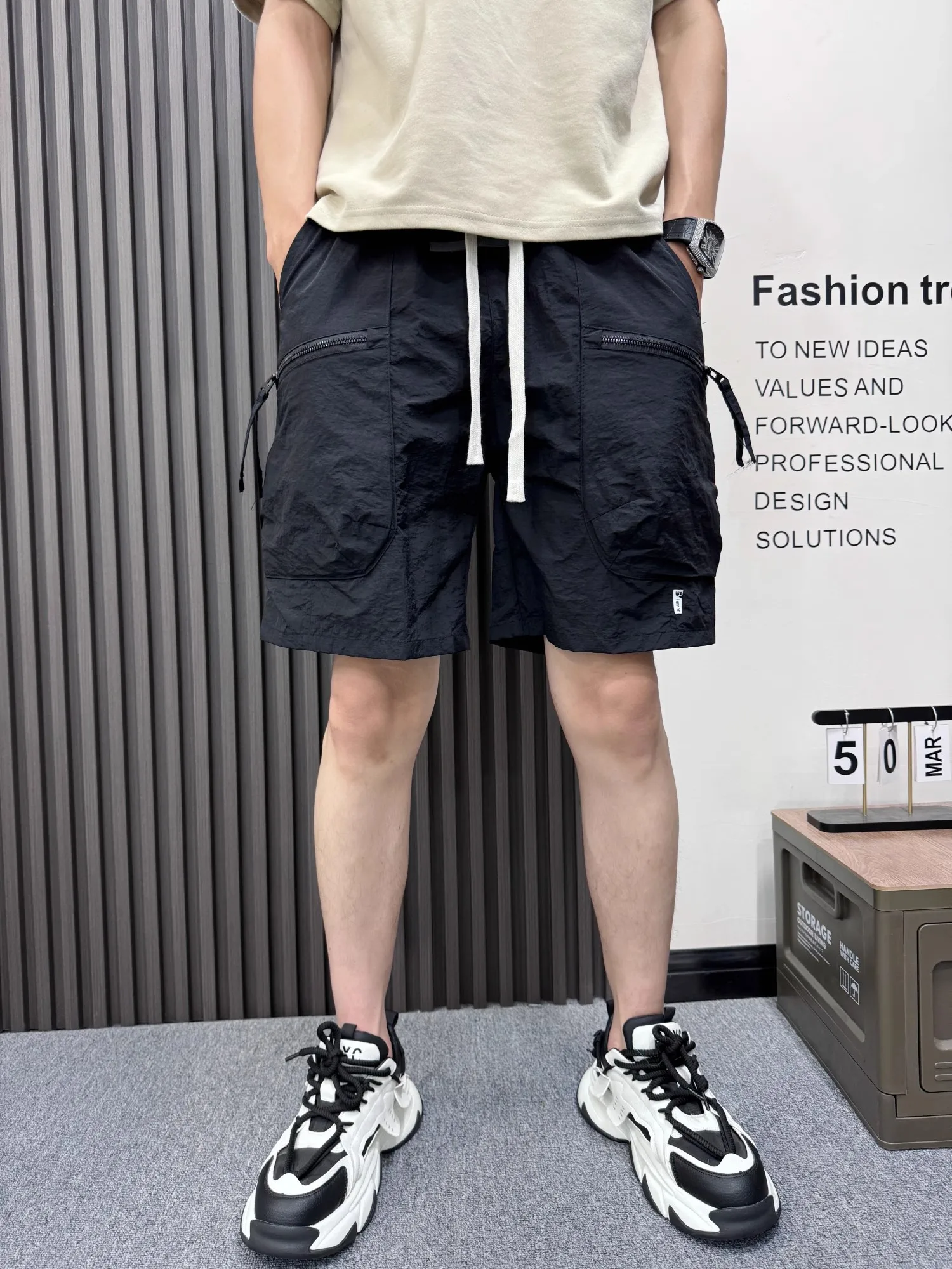 

Новые летние уличные спортивные пляжные брюки Qui Dry, свободные прямые брюки Five ket orts, молодежная повседневная рабочая одежда, полиэфирная ткань