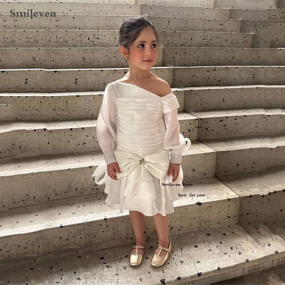 Smileven Arabia Saudita, vestidos de manga larga con hombros descubiertos para niñas, minifalda, vestidos de fiesta para niñas, Vestidos para niñas personalizados