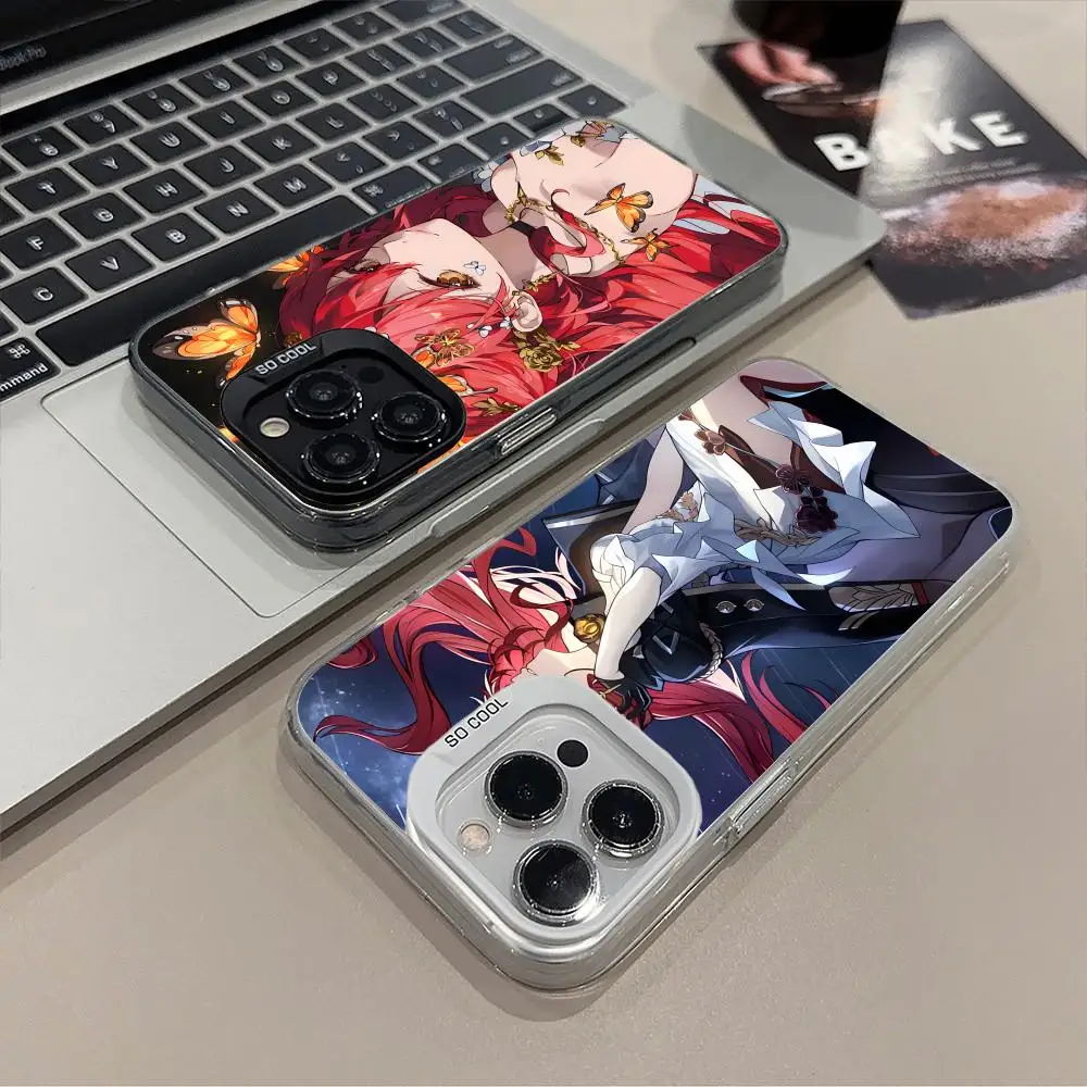 

Чехол для телефона Honkai Star Rail Himeko для iPhone 17, 16, 15, 14, 13, 12, 11 X XR XS 8 7 Air Pro Max Plus, полупрозрачный цветной чехол