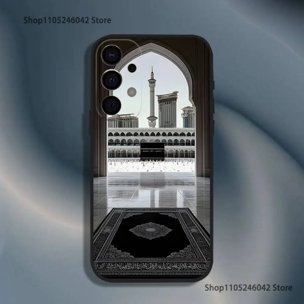 Moslem e kaaba capa de telefone à prova de choque para Samsung S25, S24, S21, S22, S23, S30, Ultra, S20, Plus, Fe, Lite, 5G Capa preta