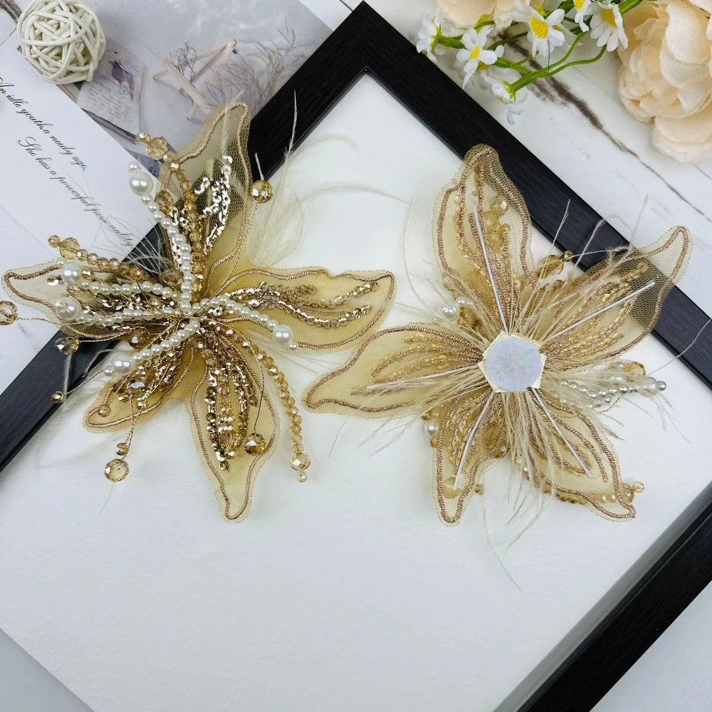 Fashionable Xianmei Lace Feather Decal DIY Handmade Twisted Silk Flower Chest Flower Clothing Hat Accessories