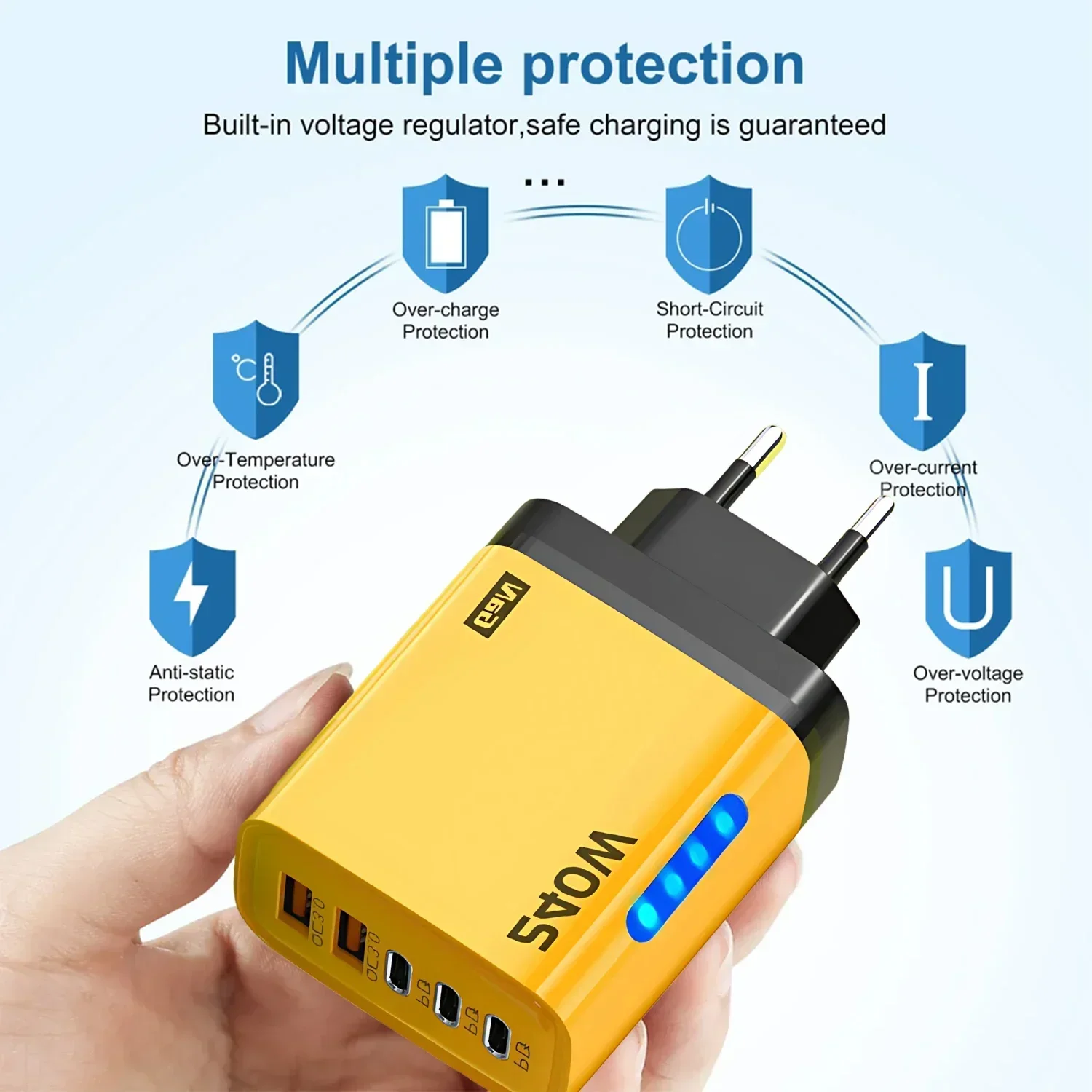 Xiaomi 240W GaN 5 in 1 QC3.0 شاحن محطة شحن سريعة مع ضوء LED 3PD 2USB منافذ آيفون 16 برو سامسونج الكمبيوتر المحمول اللوحي #4