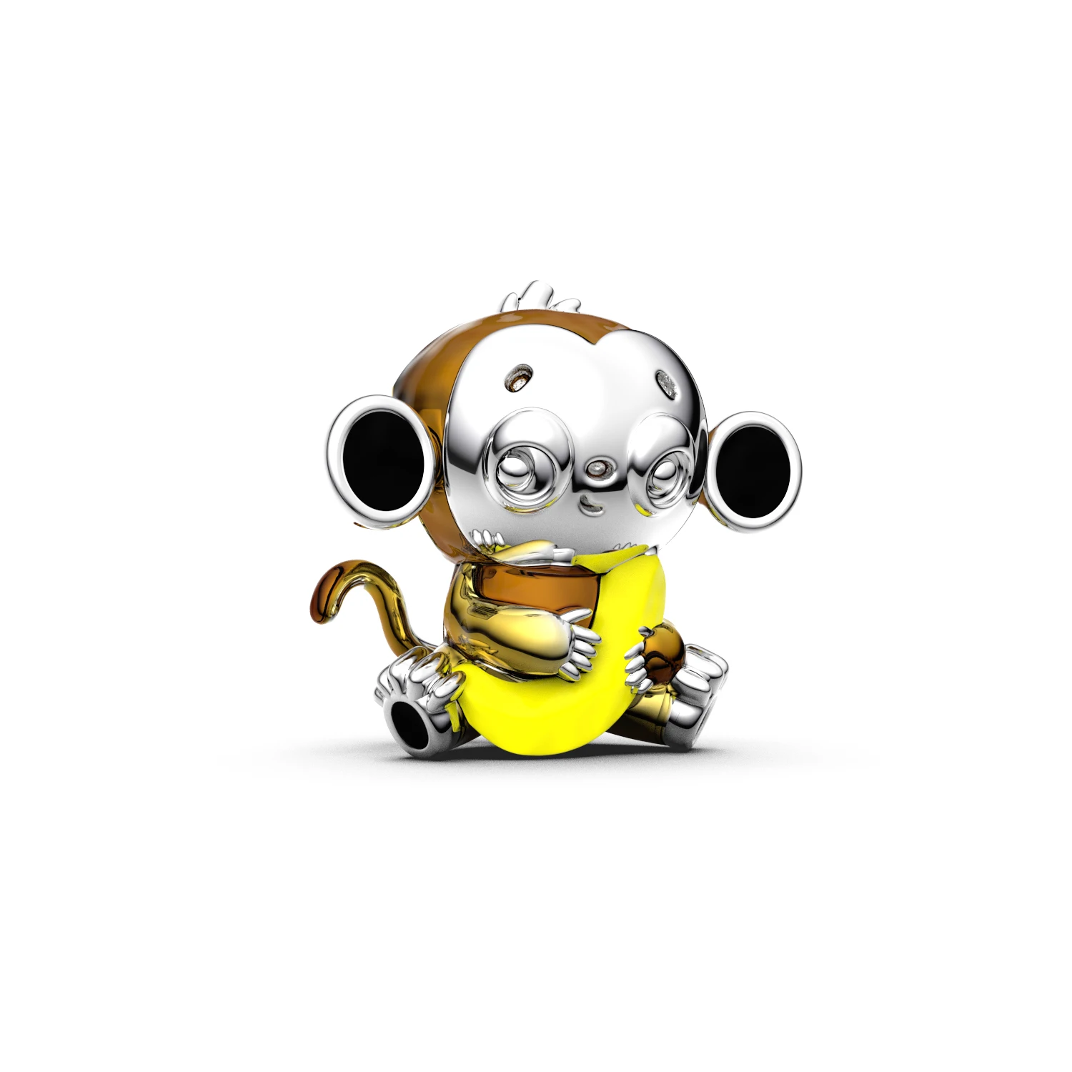 Manyilus Banana Monkey Charm 925 Sterling Silver Fun Animal Jewelry Pendant for Original Bracelet Playful Gift for Animal Lovers view 6