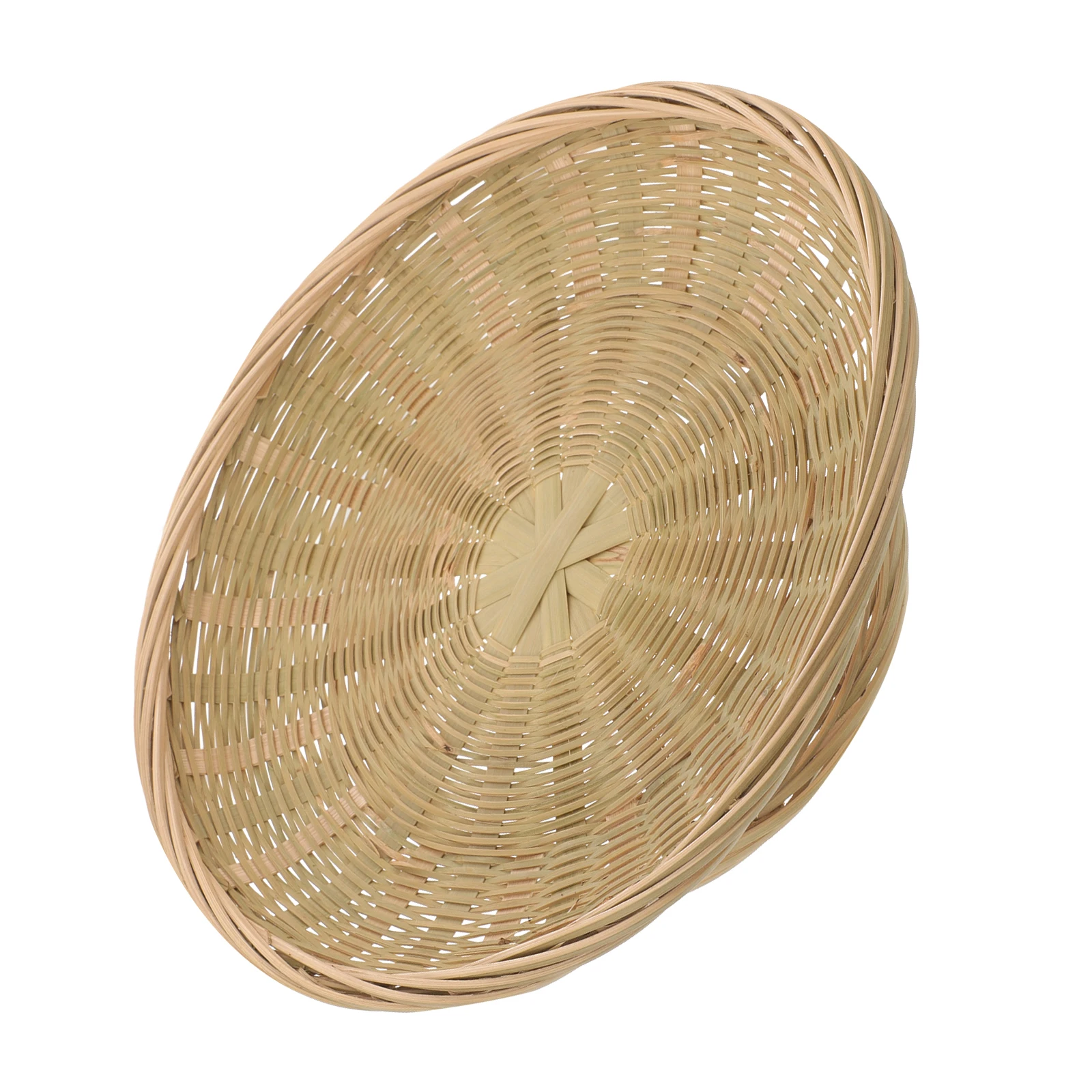 

Bamboo Woven Fruit Basket Tray Bread Candy Snack Serving Plate Tabletop Decorative Organizer Storage Container Kitchen Bowl