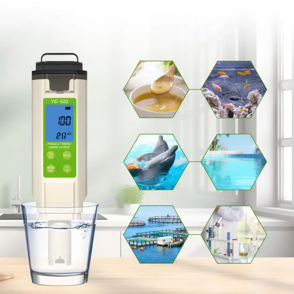 Compact 7 In 1 Water Quality Analysis Tool PH TDS EC ORP Salinity Temperature Tester For Fish Pond Swimming Pool