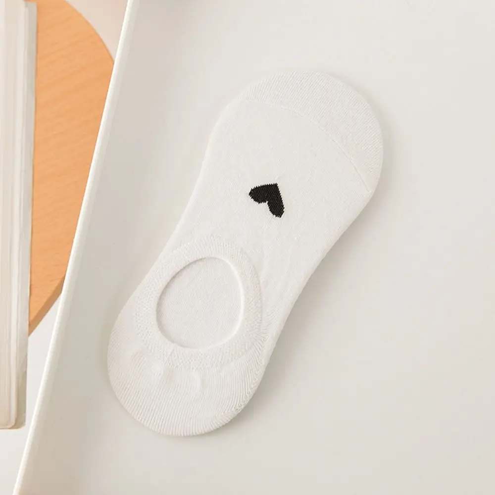 5켤레 땀 흡수 하트 모양 보트 양말 로우컷 귀여운 숏 튜브 양말 여성용 양말 미끄럼 방지 보이지 않는 양말 여름용