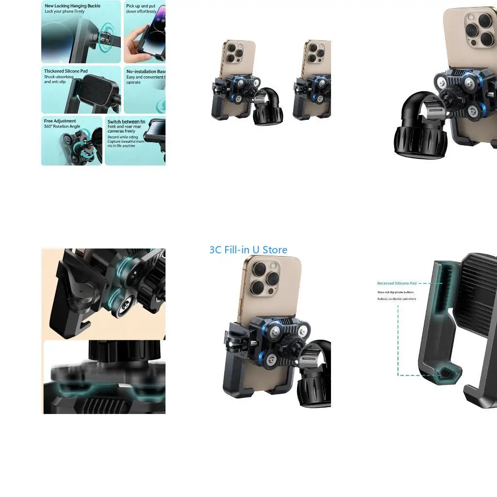 G8TA Aluminum ABS Bike Phone Holder with 360 Rotation & Fast Release for Travel Use