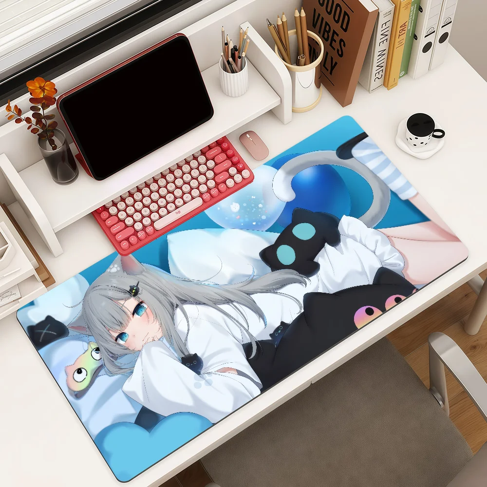 Vtuber Amashiro Natsuki Mouse Pad Large Non-Slip Waterproof Mat Stitched Edge Keyboard Pad for Gaming Daily Office