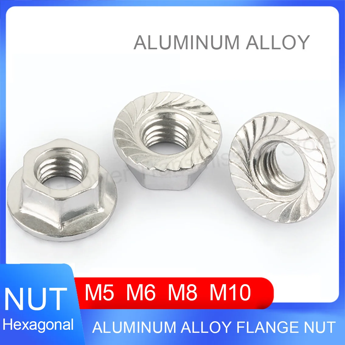 

5-100Pcs M5 M6 M8 M10 Aluminum Alloy 6061 Flange Nut Connector Flange Hexagon Hex Nut Anti Slip Lock Nut Hardware Accessories