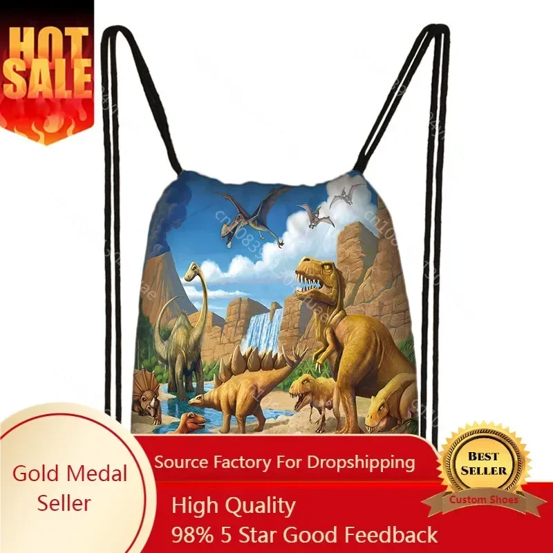 Ancient Reptiles animal dinosaur print drawstring bag women men travle bags teenager boys girls backpack party Canvas book bag
