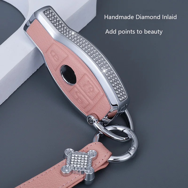 Diamant Leder Auto Schlüssel Fall Abdeckung Für Mercedes Benz A B C E S G Klasse W204 W205 W212 W213 W176 W177 GLC CLA AMG Zubehör – Detail 4