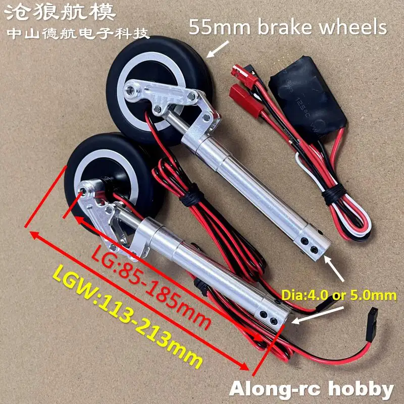 Height 113 123mm - 213mm Main Damping Kneeling Landing Gear with 55mm Brake Wheel for 3-6kg DIY Model EDF RC Plane Parts